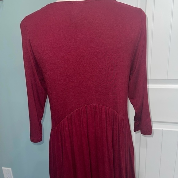 Burgundy solid Babydoll Mini Dress - Picture 11 of 13